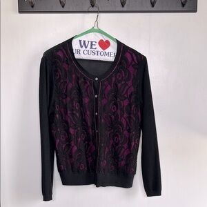 DKNY Lace Black and Purple Sweater